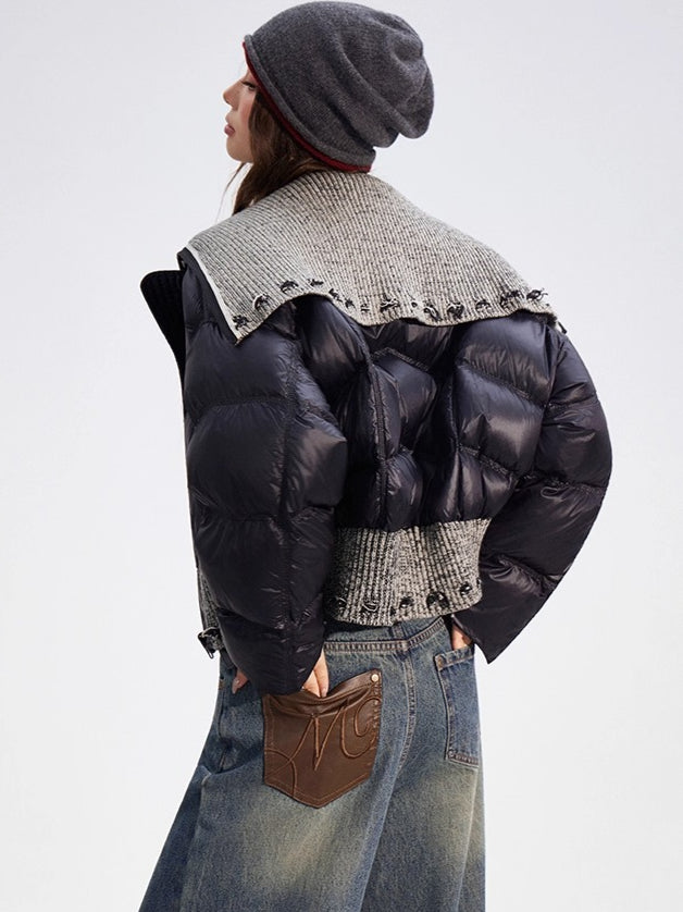 Reversible Knit Lapel Down Jacket