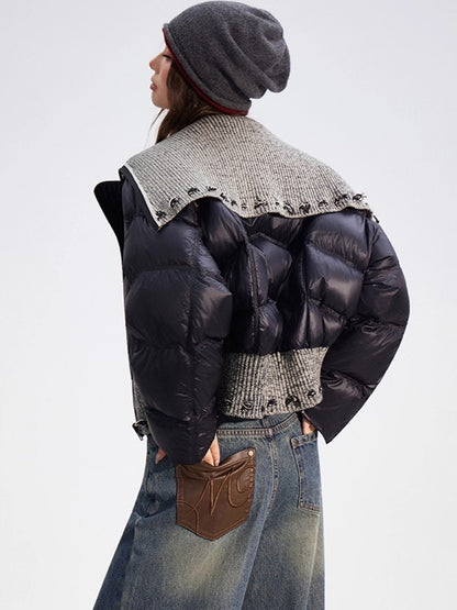 Reversible Knit Lapel Down Jacket