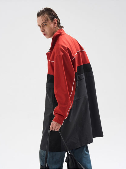 Two-Piece Detachable Long Contrast Jacket