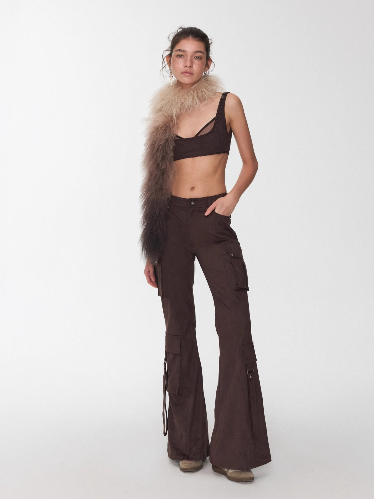 Studded Pocket Flared Utility Pants