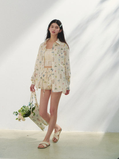 Floral Print Vacation Vibe Shirt &amp; Skirt Set