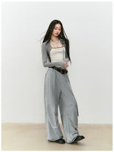 Color-blocked Raw-edge Wide-leg Pants - CHINASQUAD