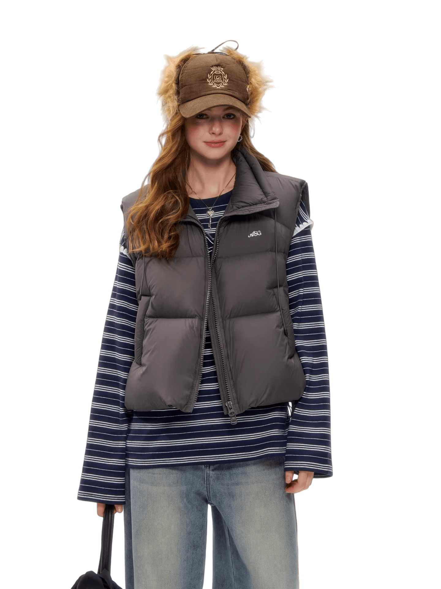 White Duck Down Puffer Stand-Collar Vest