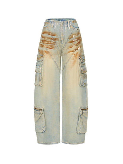 3D Shaped Low Waist Loose Jeans