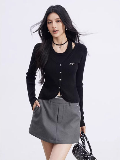 Cut-Out Layered Knit Base Layer