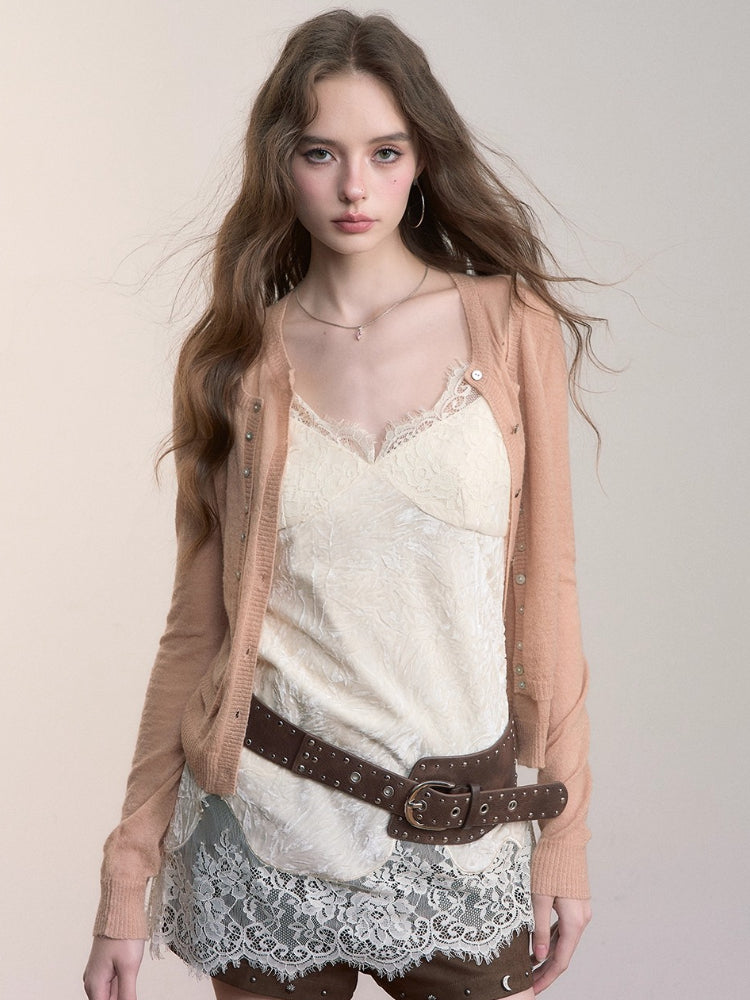 Fake Two-Piece Double-Layer Slim Knit Top