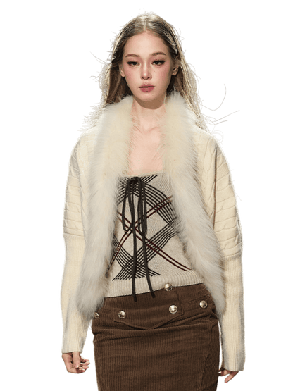 Long-Haired Collar Knit Cardigan