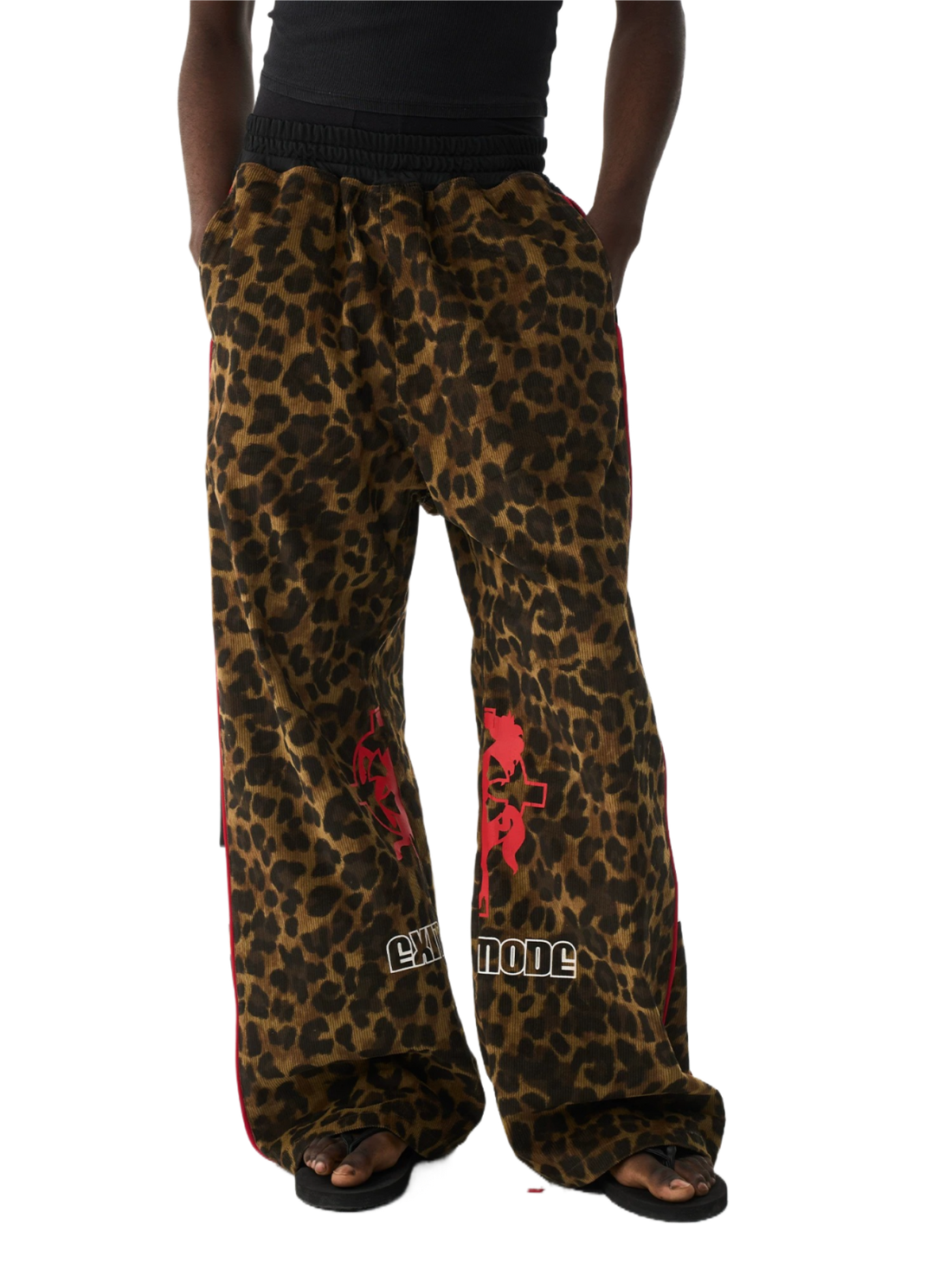 Vintage Leopard Print Relaxed Straight-Leg Track Pants