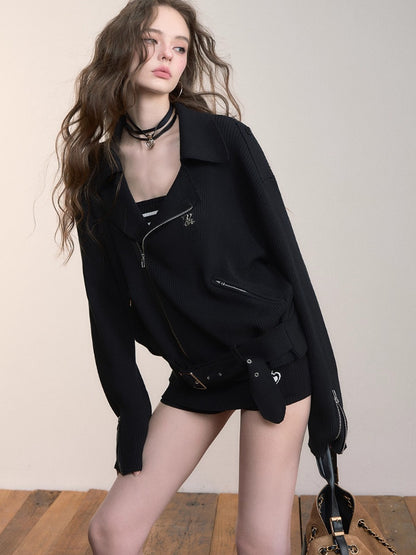 Heavy-Duty Metal Zipper Knit Jacket