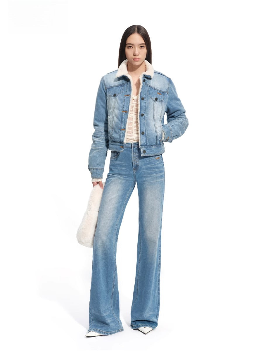 &quot;Caraval Series&quot; Washed Twill Denim Cotton-Padded Jacket