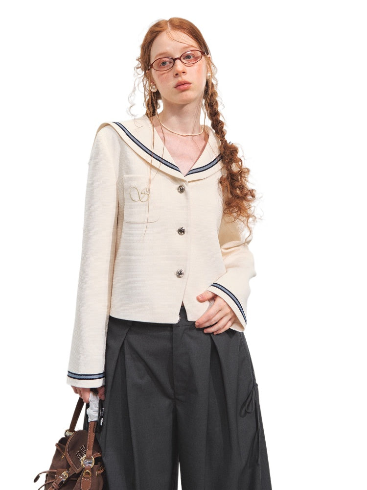 Nautical Embroidered Tweed Cropped Jackets
