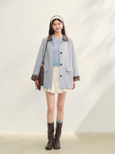 Plaid Patchwork Color-Block Trench Coat - CHINASQUAD