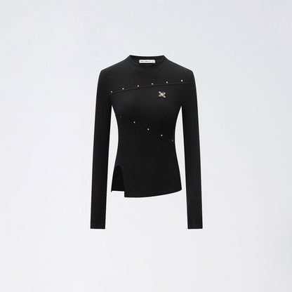 Slit Long-Sleeve Statement Base T-Shirt