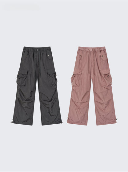 Mesh Pocket Cargo Wide-Leg Pants