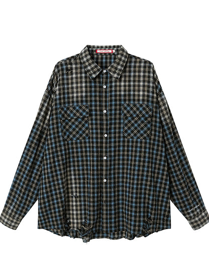 Blue Washed Vintage Plaid Shirt