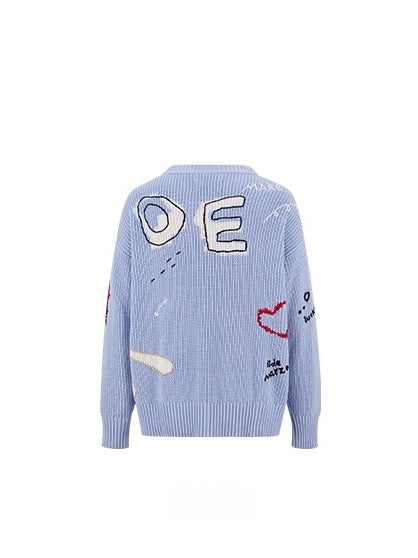 Graffiti Knit V-Neck Cardigan