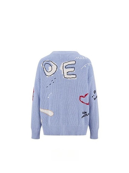 Graffiti Knit V-Neck Cardigan