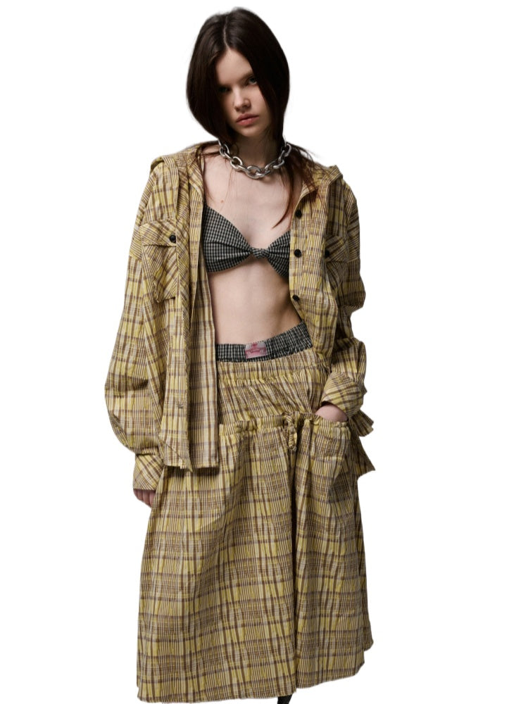 Plaid Hooded Shirt - CHINASQUAD