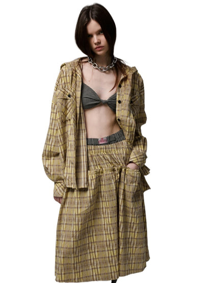 Plaid Hooded Shirt - CHINASQUAD