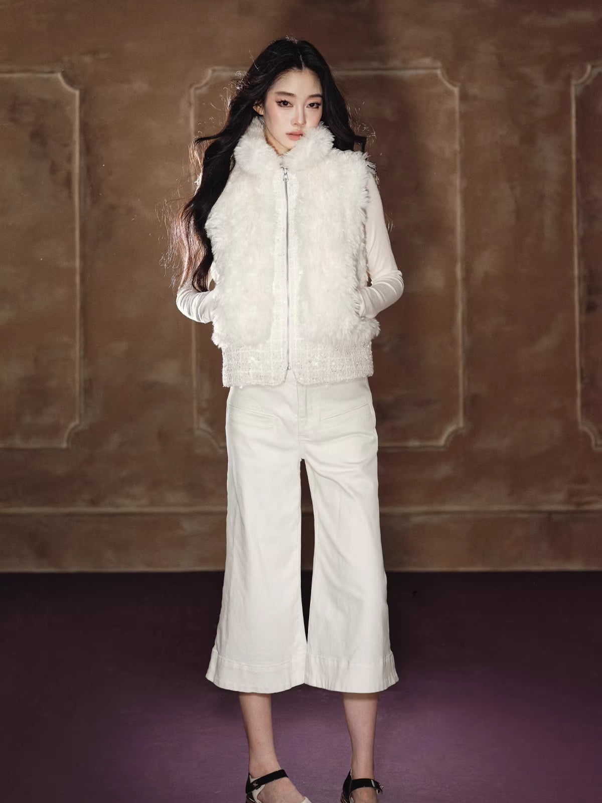 Heavyweight Beaded Wool-Blend Fleece Vest