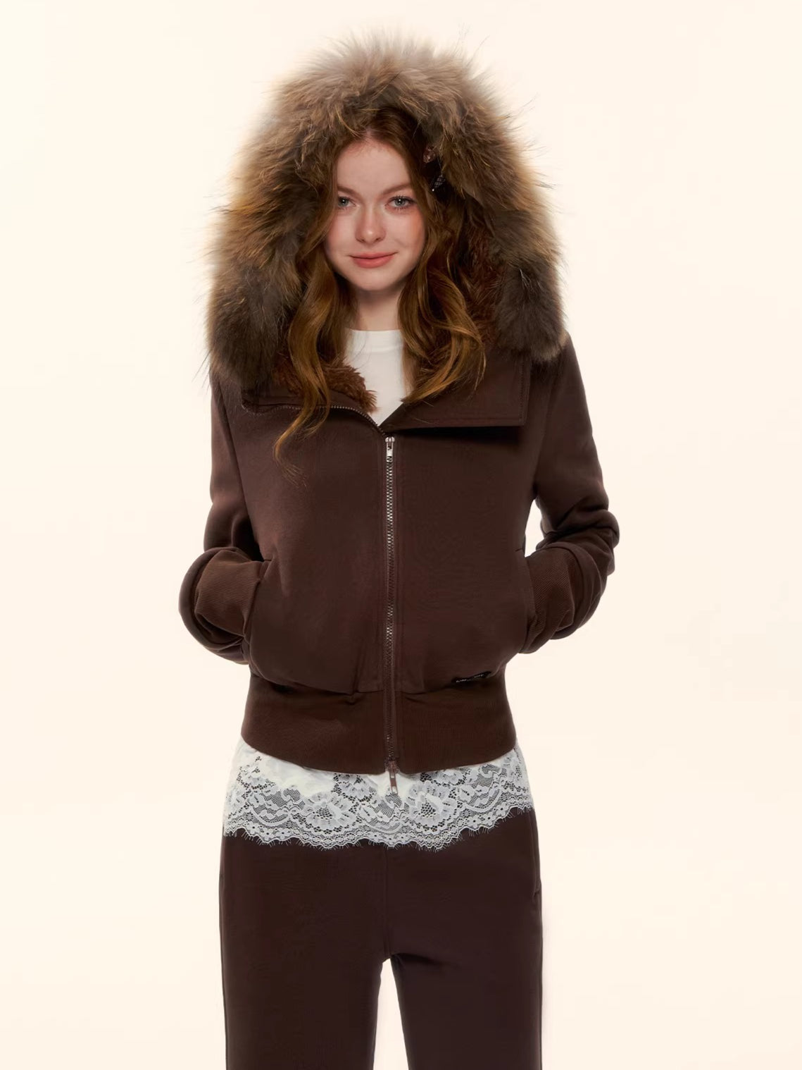 Vintage Hooded Sweatshirt &amp; Flared Sweatpants Set