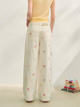Floral Embroidered Casual Straight-leg Pants - CHINASQUAD