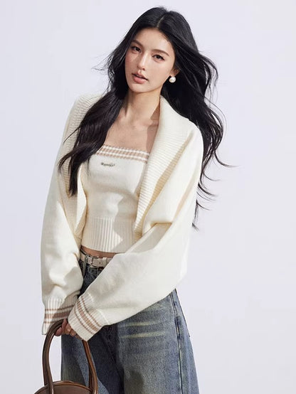 Contrast Batwing Knit 2-Piece Set