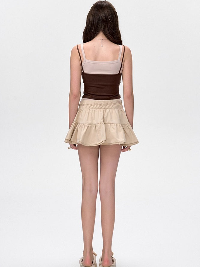 Layered-Effect Spliced Camisole Tank Vest