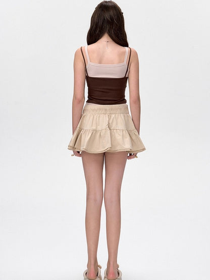 Layered-Effect Spliced Camisole Tank Vest