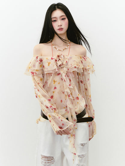 Floral Camisole Off-Shoulder Top