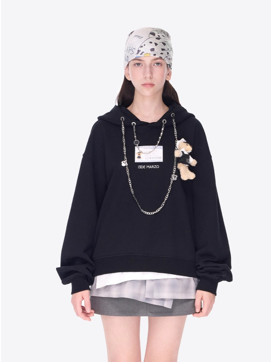 Sheriff Chain Detail Layered Hoodie