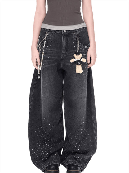 Vintage Curved-Leg Denim Jeans