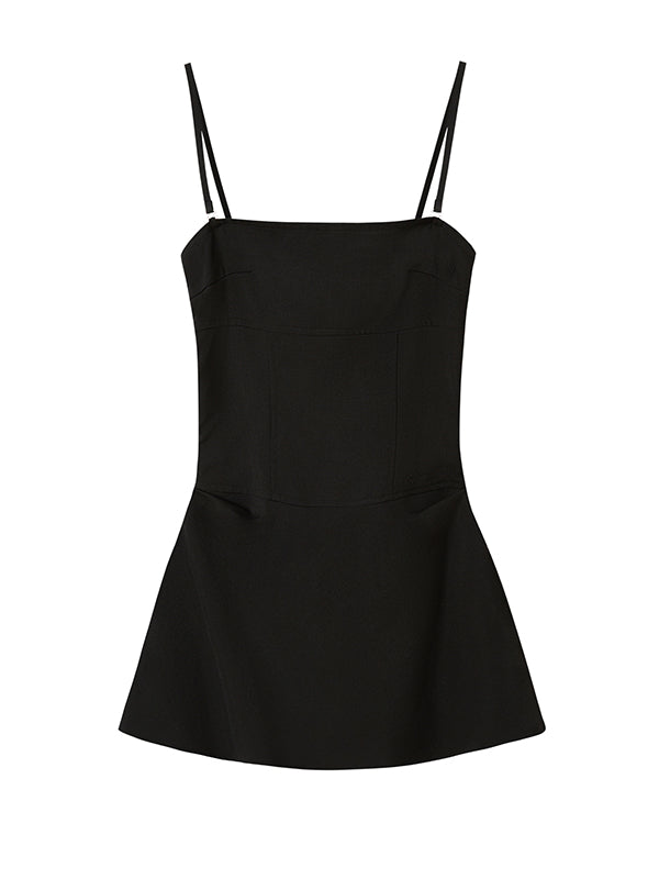 Black Classic Waist-Cinching A-Line Dress