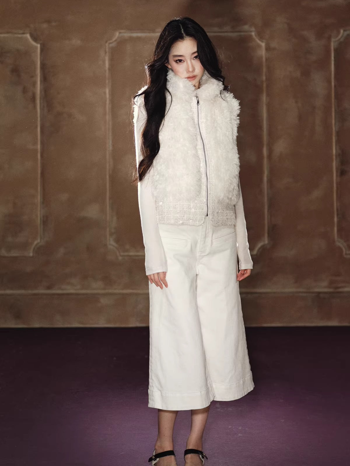 Heavyweight Beaded Wool-Blend Fleece Vest