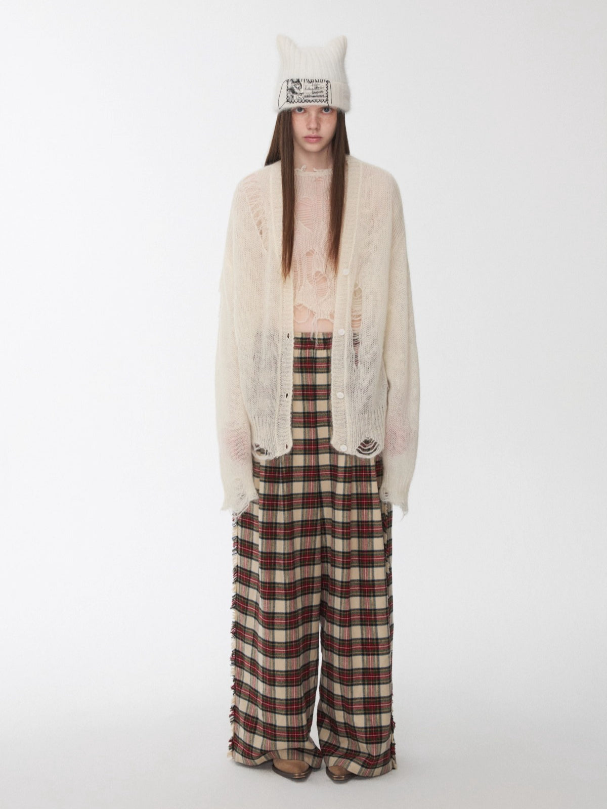 Mohair Star Cutout Slouchy Knit Cardigan