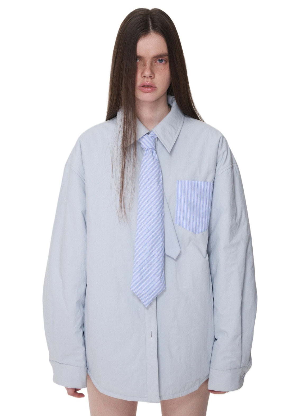 Embroidered Striped Reversible Jacket Set