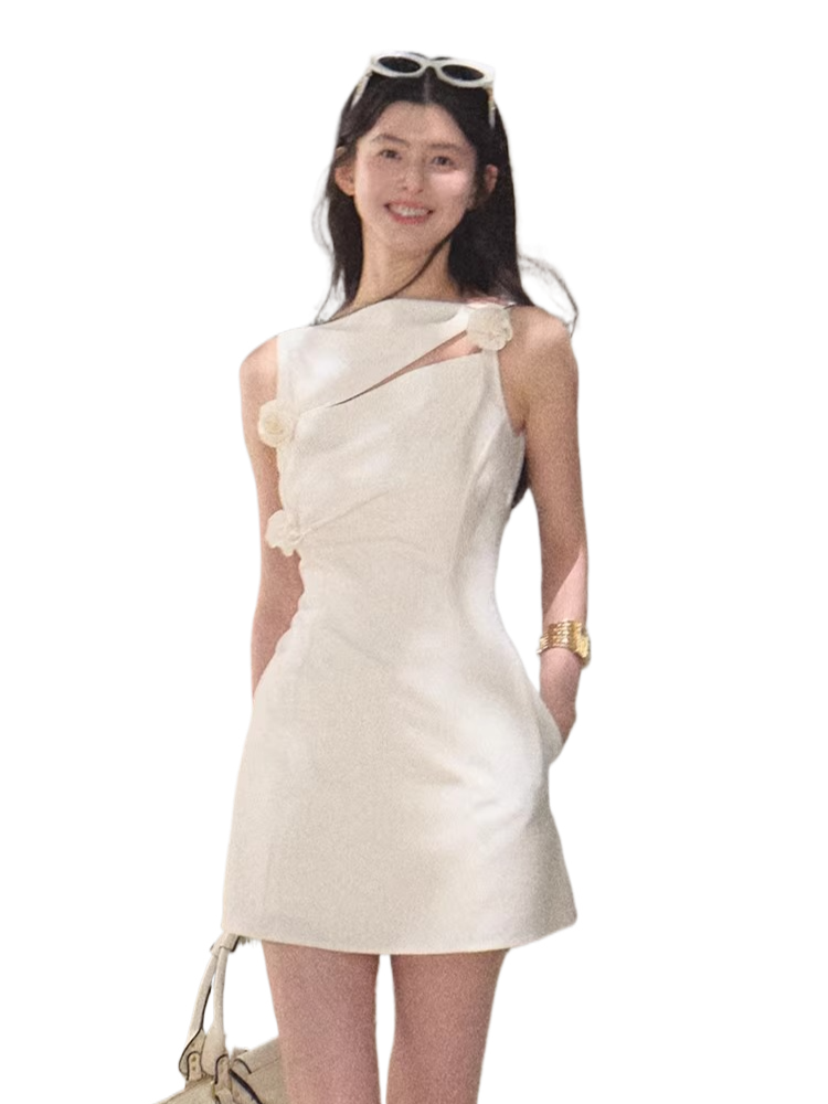 Lyocell Wool Off-Shoulder Sculpted Waist Dress