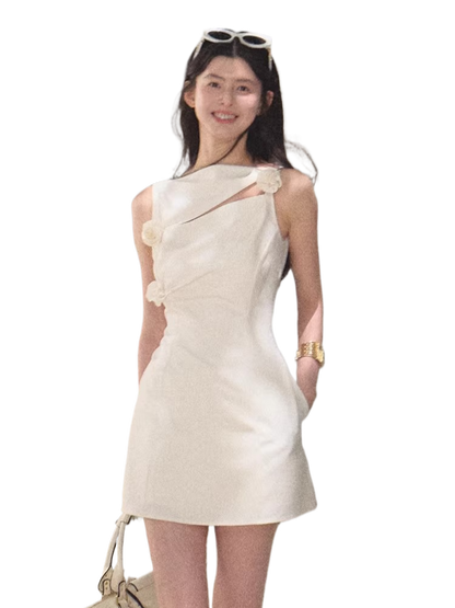 Lyocell Wool Off-Shoulder Sculpted Waist Dress