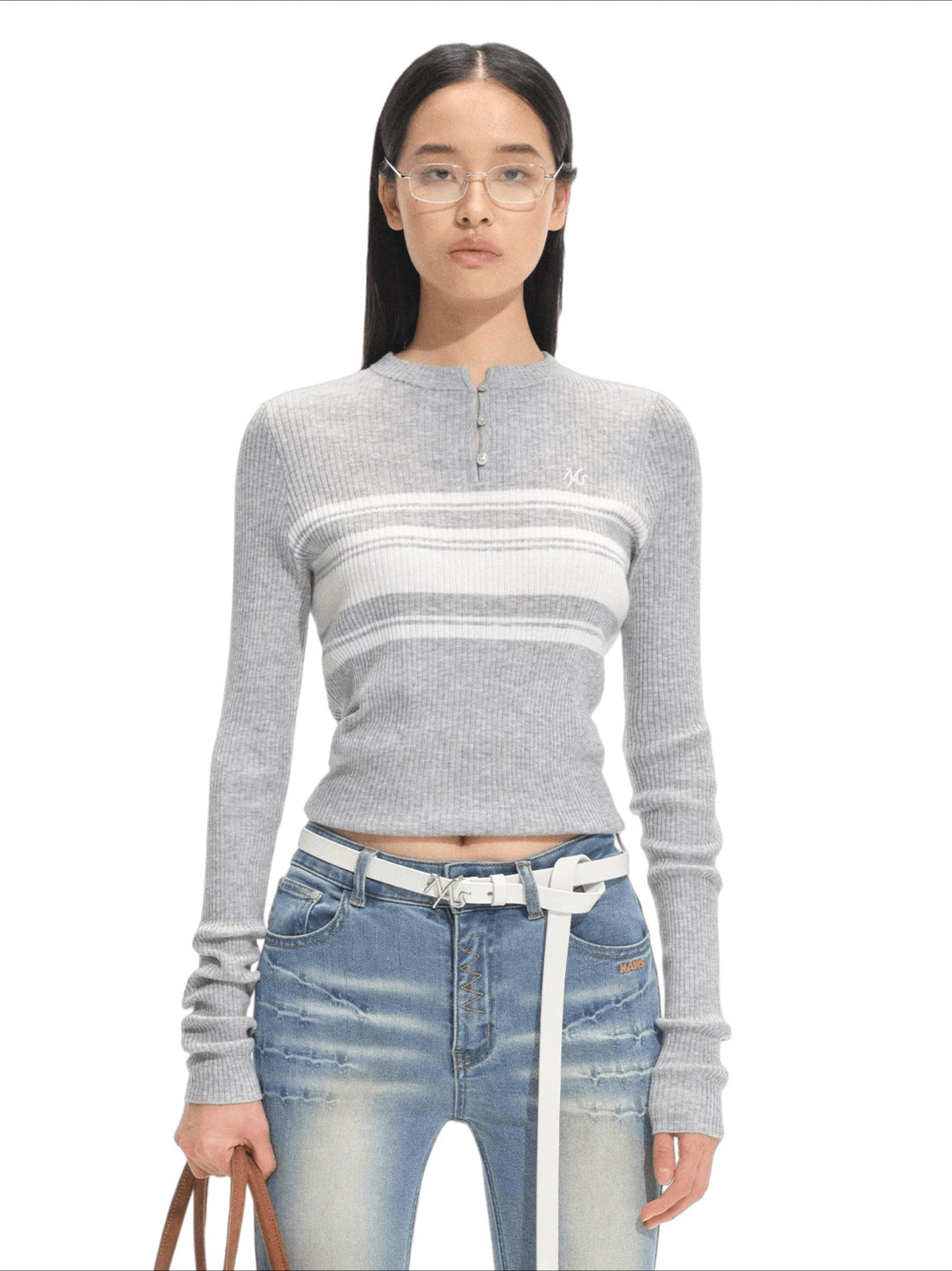 Marina Bay Striped Wool Knit Crewneck