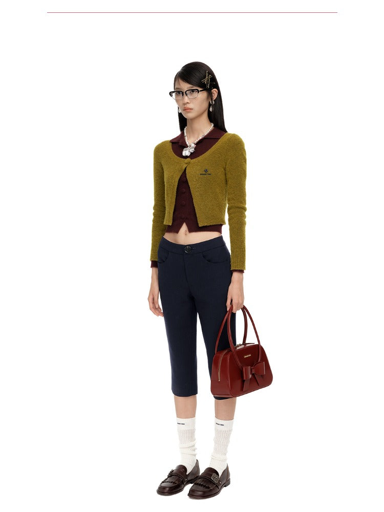 Single-Button Wool-Blend Knit Cardigan