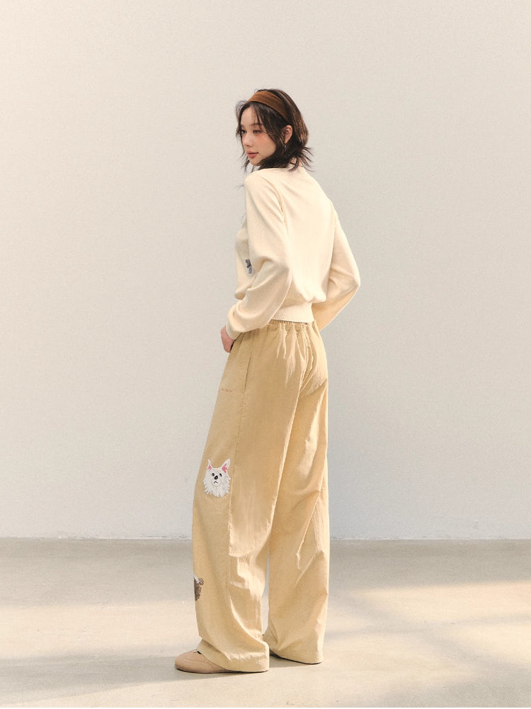 Fun Dog Print High-Waist Pants