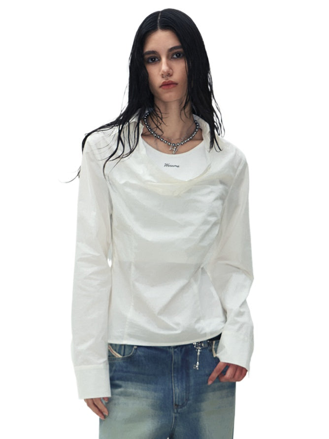 Simple Versatile Drape Collar Sweatshirt