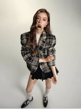 Plaid Fitted Blazer - CHINASQUAD