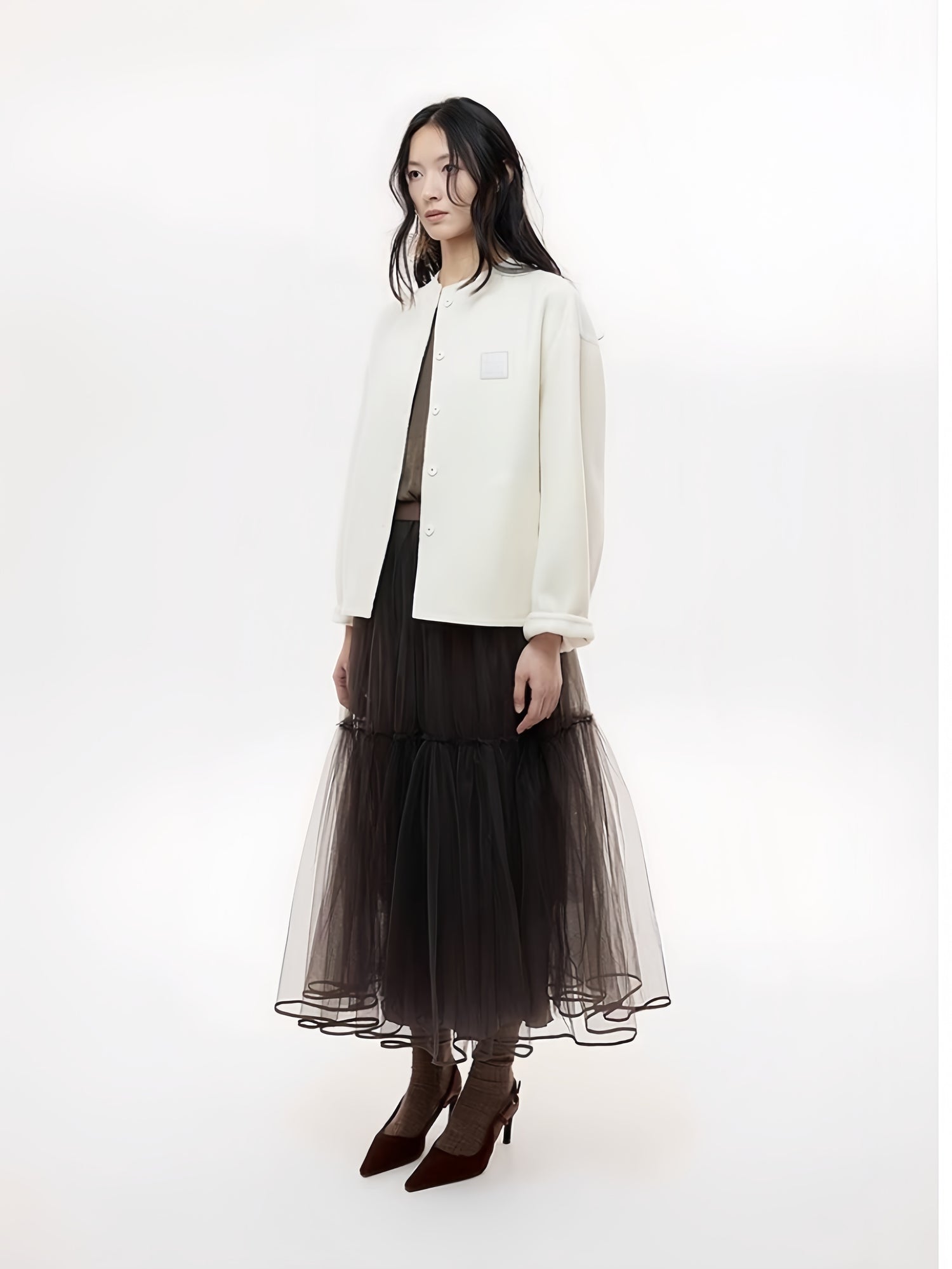Wool-Blend Cropped Coat