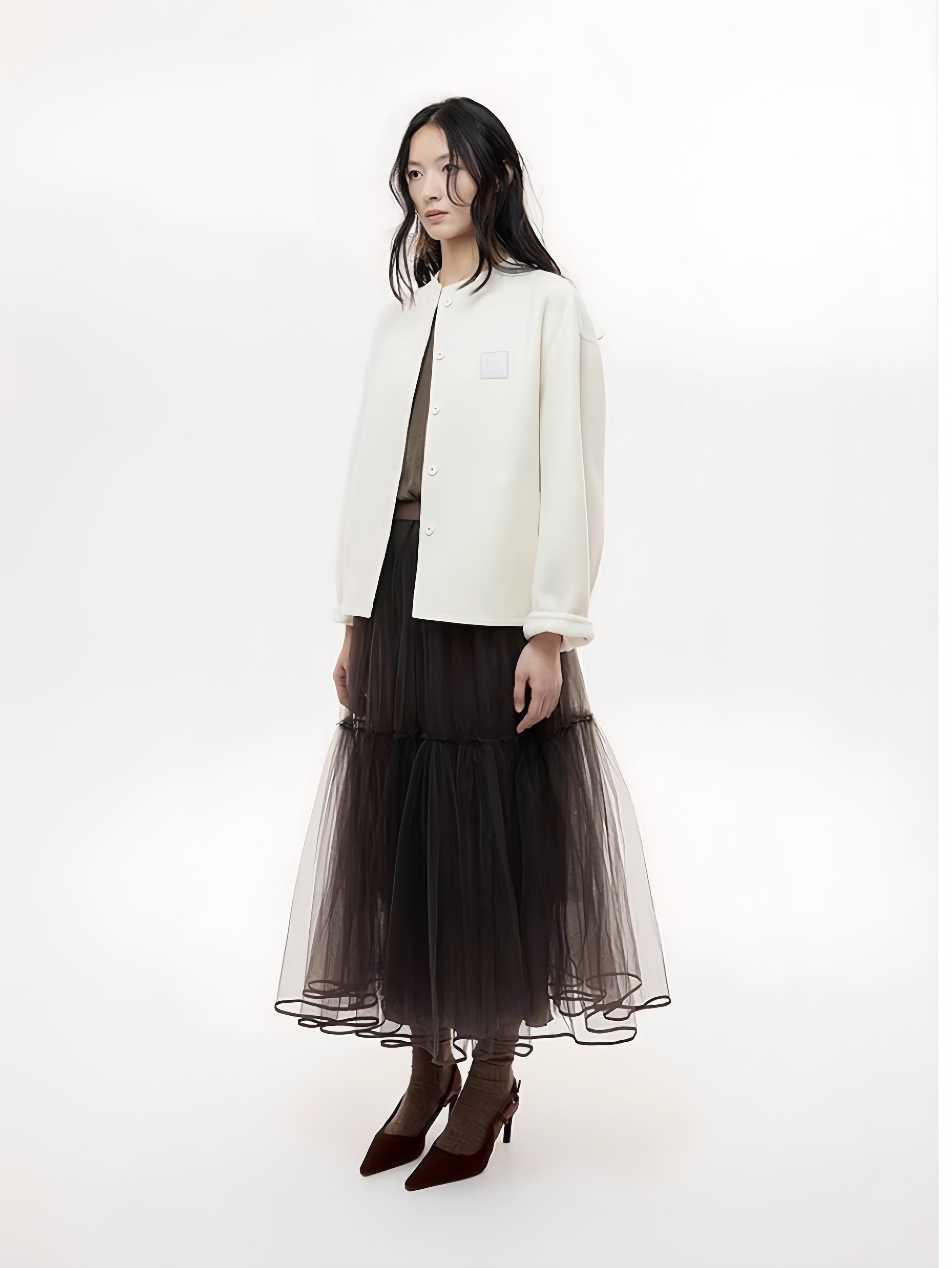 Wool-Blend Cropped Coat