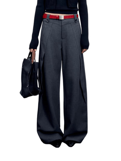 Wool-Blend Sculpted Curved-Leg Tailored Trousers