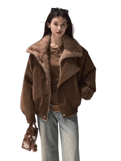 Fur-Collar Padded Short Jacket