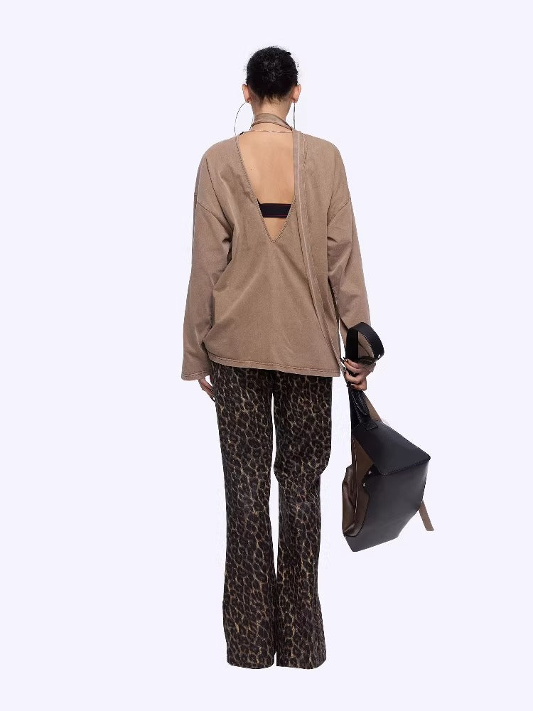 Washed Portrait Print Long Sleeve T-Shirt