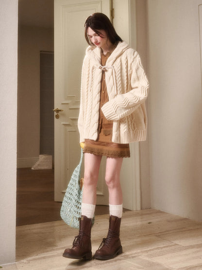 Snow Yarn Wool Chunky Knit Cardigan