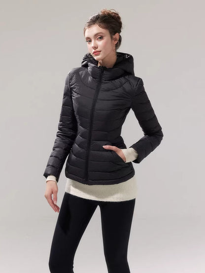 Lightweight 90% Down Quilted Stand-Collar Coat